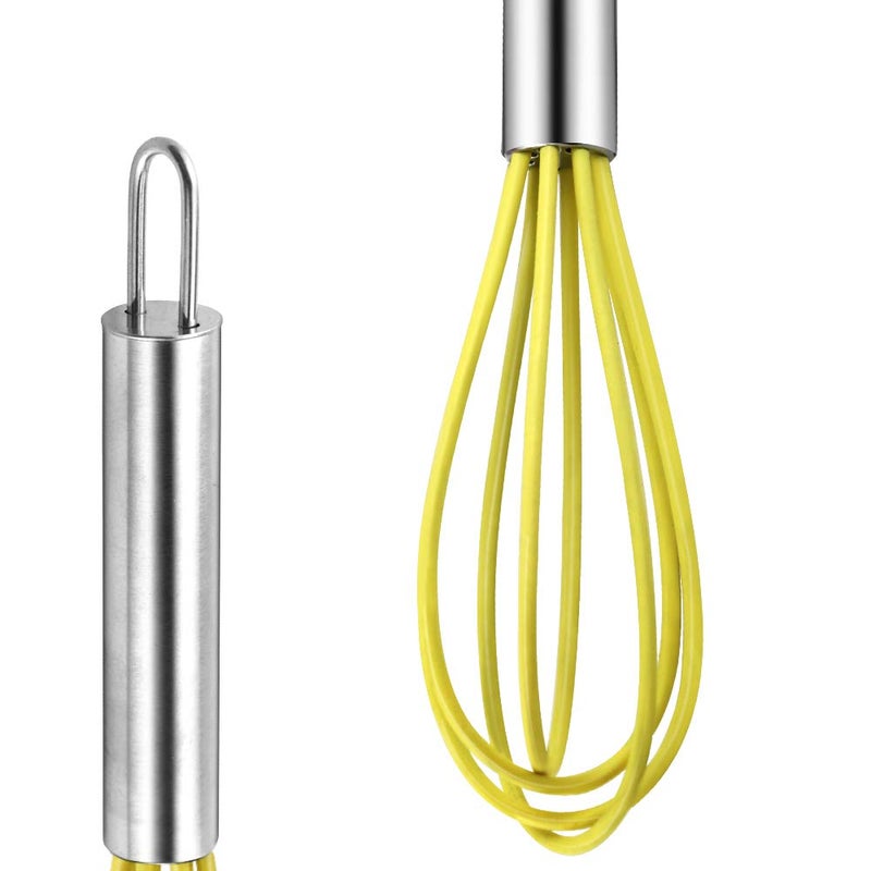 Newbested 4 Pack Colorful Mini Silicone Kitchen Whisks with Stainless Steel Handles for Milk Egg Blending Stirring Whisking and Beating(4 Colors,6 Inches) - Image 4